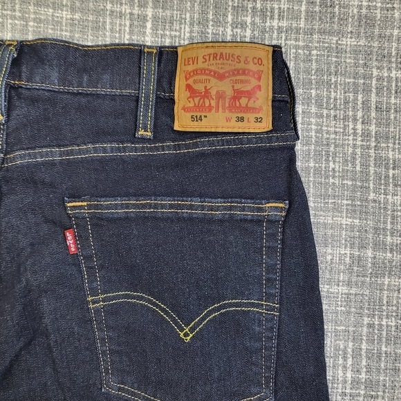 Levi's 514 Flex Straight Fit Jeans Dark Wash Blue Men's 38 (Actual 37x31) - Picture 7 of 11
